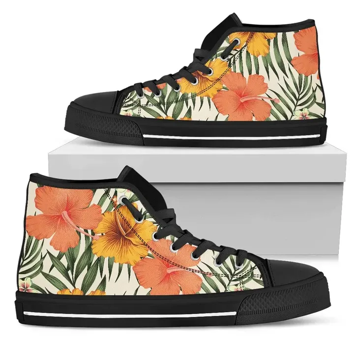 Alohawaii Footwears - Hawaii Yellow Hibiscus High Top Shoe