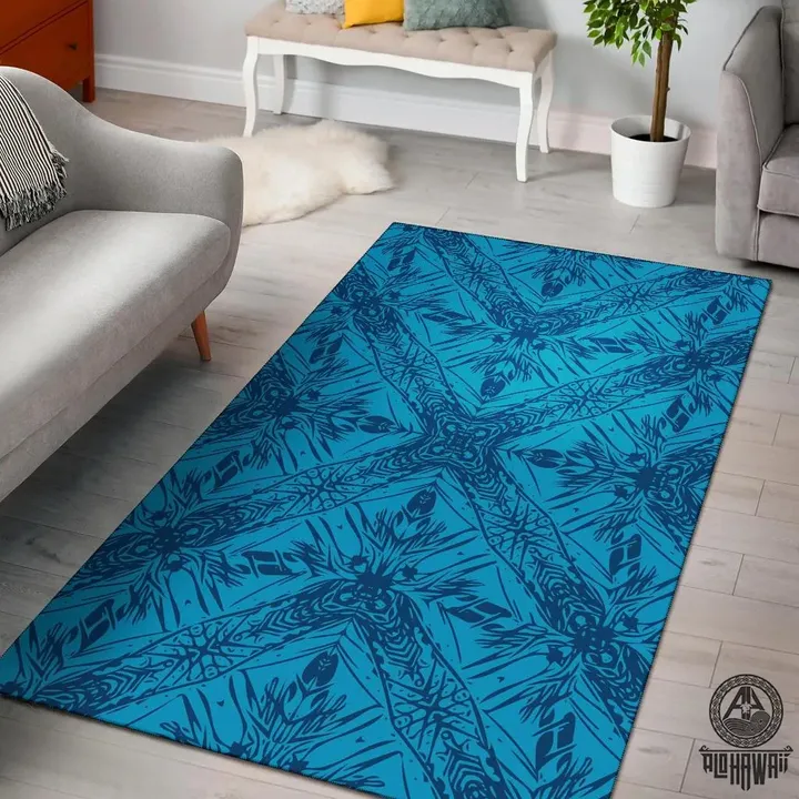 Alohawaii Home Set - Polynesian Blue Dark Color Area Rug