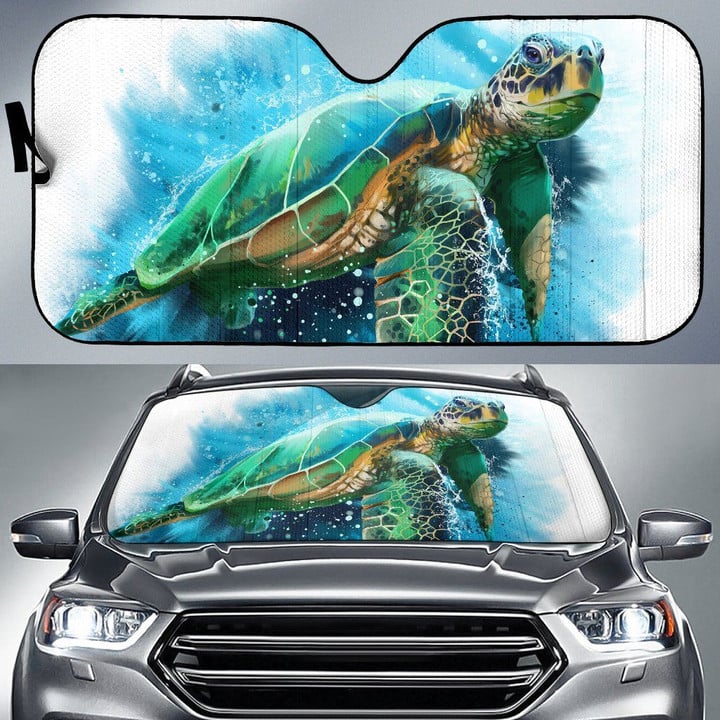 Alohawaii Car Accessory - Hawaii Beach Sea Turtle Swimming Car Sun Shade
