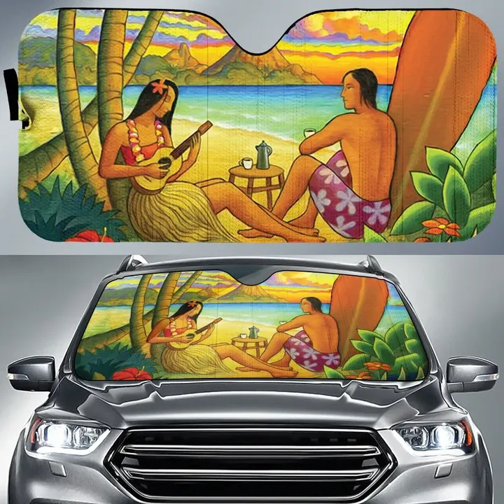 Alohawaii Car Accessory - Sing A Song On A Beach Car Sun Shade