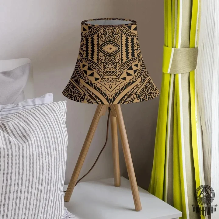 Alohawaii Home Set - Polynesian Symmetry Gold Bell Lamp Shade