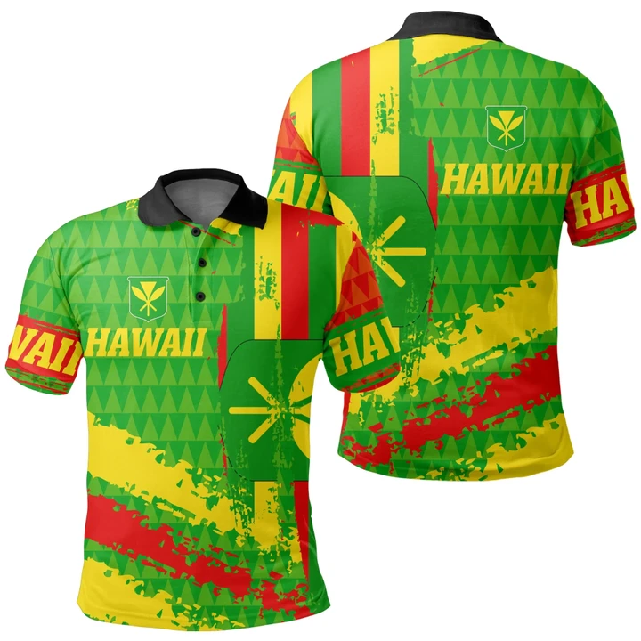Hawaii Flag Kanaka Maoli Kakau Polo Shirt - AH J4 - Alohawaii