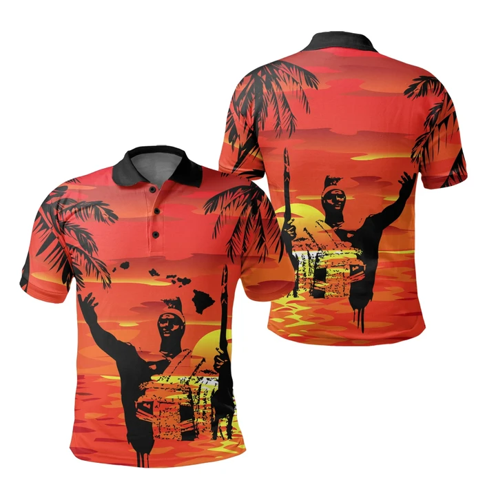 Hawaii Summer King Sunset Polo Shirt - AH J4 - Alohawaii