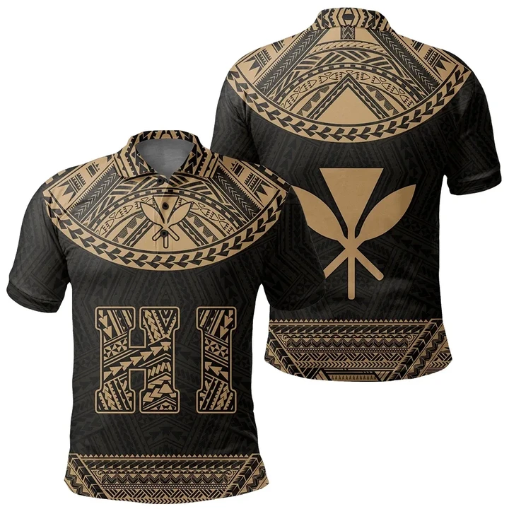 Hawaii Kanaka Polynesian Polo Shirt Divinity Gold - AH - J1 - Alohawaii