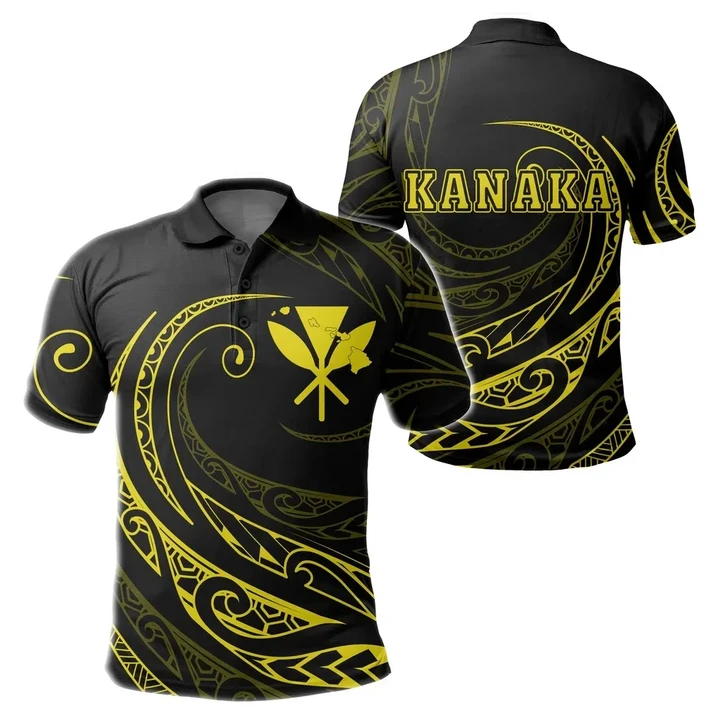 Kanaka Polo Shirt - Frida Style - Yellow - AH - J91 - Alohawaii