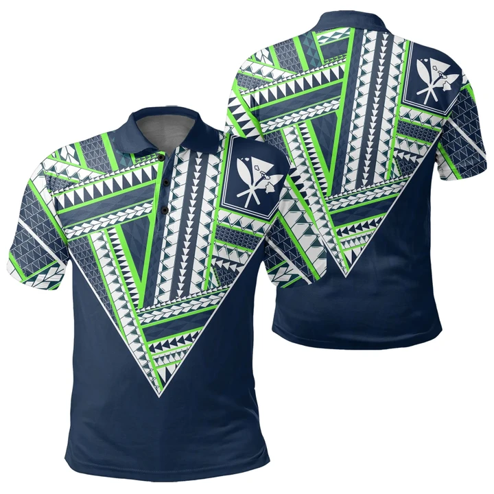 Hawaii Polo Shirt - Football Jersey Style - Navy - AH - J4