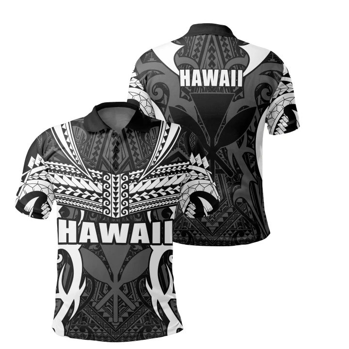 Hawaii Polynesian Tribal Kanaka Maoli Polo Shirt - AH - White - Mark Style - J5 - Alohawaii
