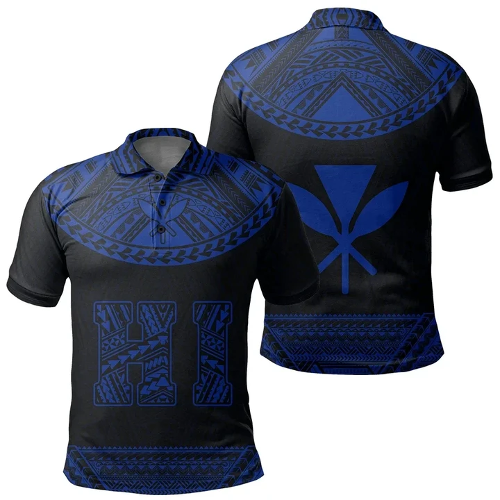 Hawaii Kanaka Polynesian Polo Shirt Divinity Blue - AH - J1 - Alohawaii