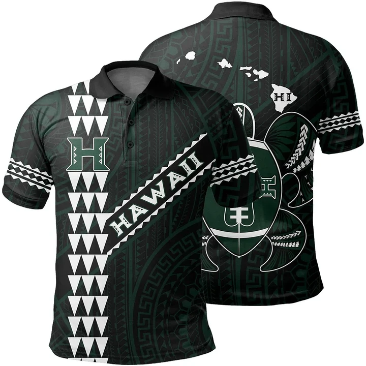 Hawaii Kakau Warrior Polynesian Football Polo Shirt - Black - AH - J6 - Alohawaii