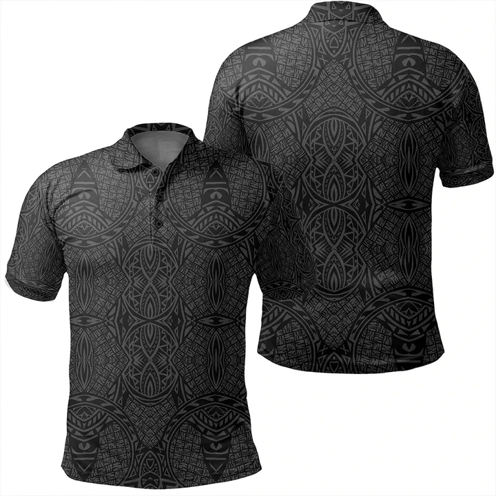 Unisex Polynesian Lauhala Mix Gray Polo Shirt - AH - JR - Alohawaii