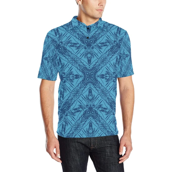 Polynesian Polo Shirt Blue - AH - J1 - Alohawaii