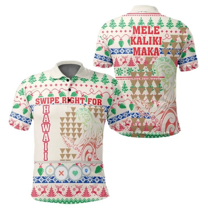Swipe Right For Hawaii Christmas Polo Shirt - AH - J5 - Alohawaii