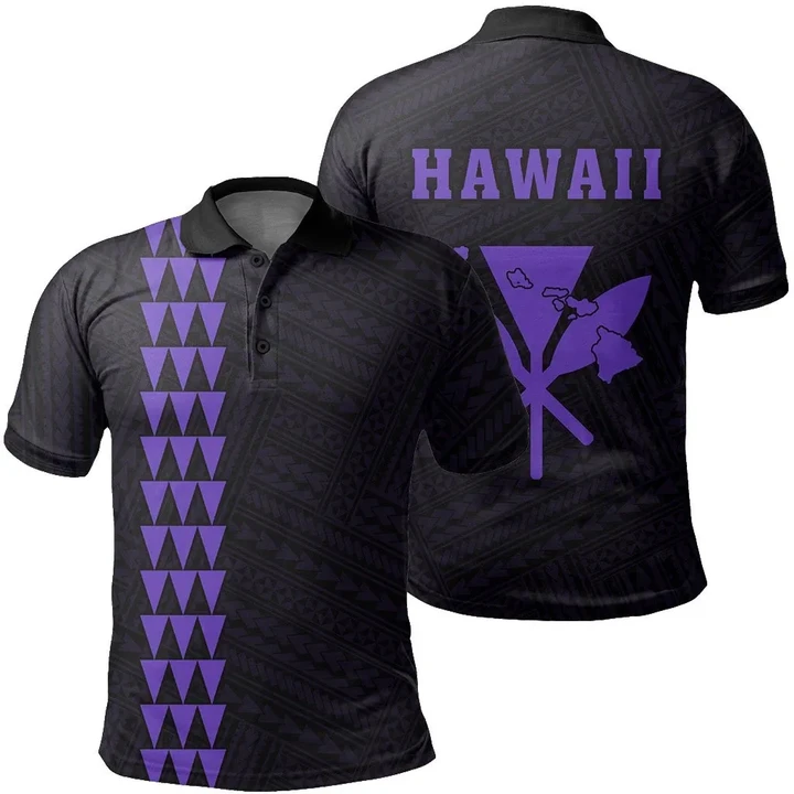 Hawaii Kanaka Map Polo Shirt - Purple - AH - J6 - Alohawaii