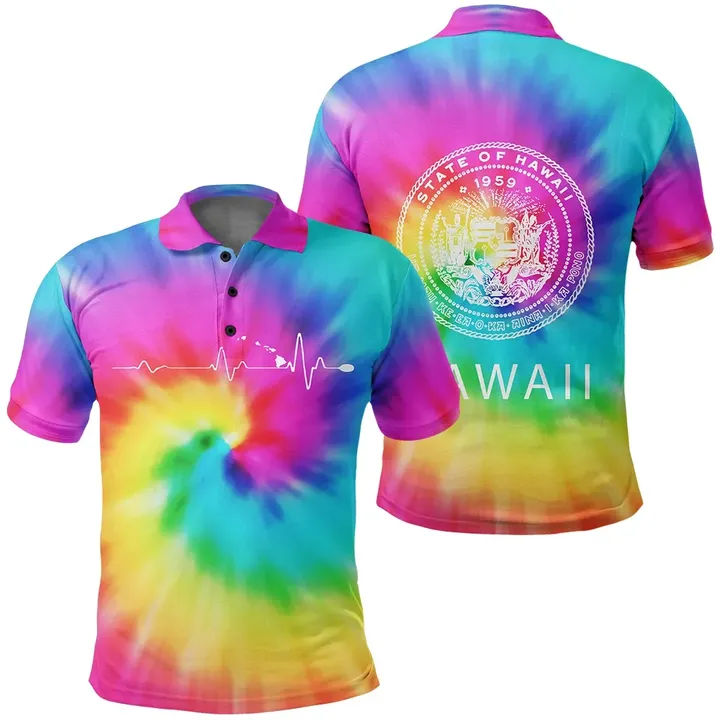 Hawaiian State Polo Shirt Tie Dye - AH - J1 - Alohawaii