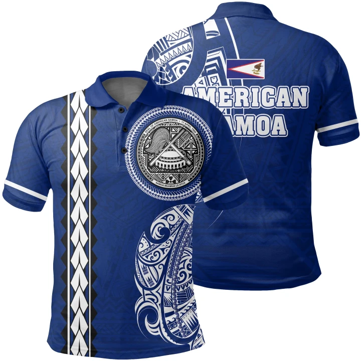 American Samoa Polo Shirt - Polynesian Coat Of Arms - J6 - Alohawaii