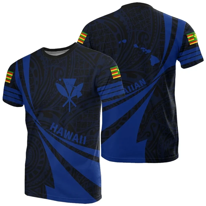 Kanaka Polynesian T-Shirt Blue - Doma Style - AH - J1 - Alohawaii