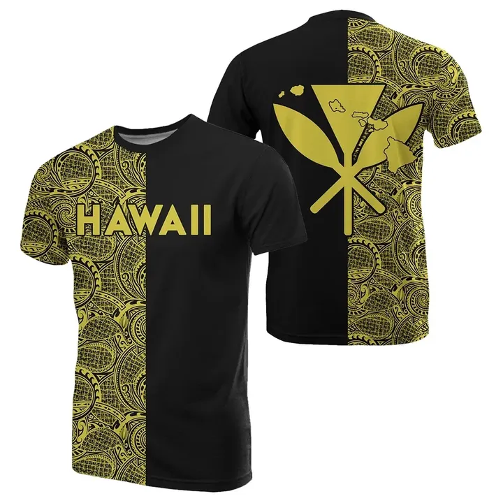 Hawaii Kanaka Polynesian T-Shirt The Half Yellow - AH - J3 - Alohawaii