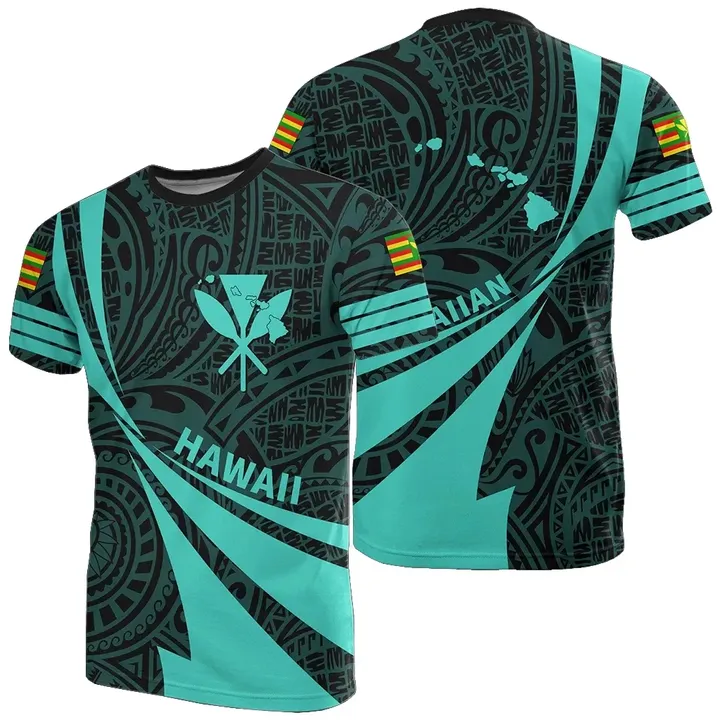 Kanaka Polynesian T-Shirt Turquoise - Doma Style - AH - J1 - Alohawaii