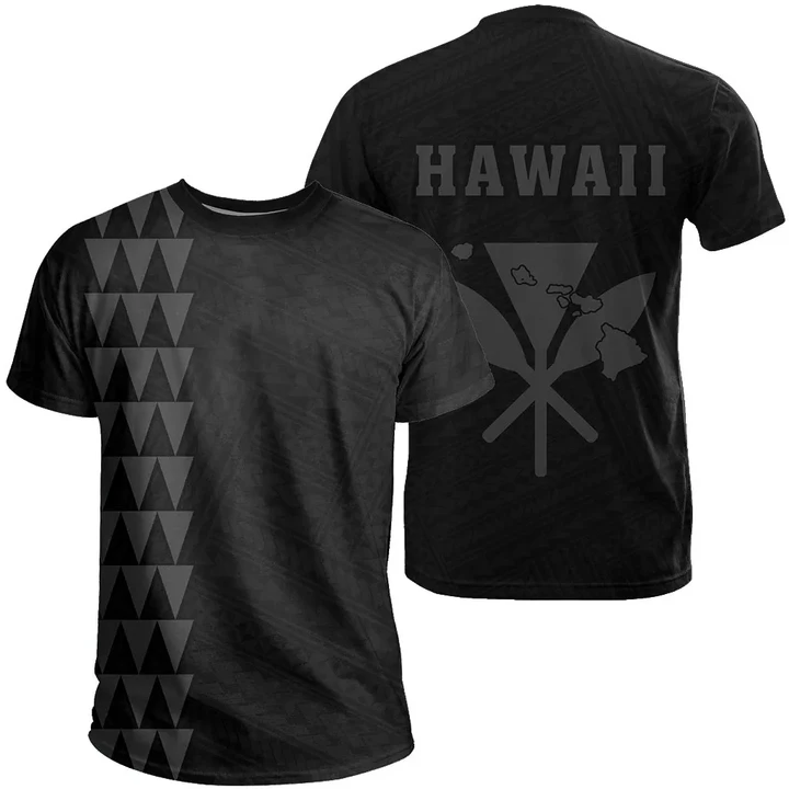 Hawaii Kakau Kanaka Map T-Shirt - Grey -  AH - J6 - Alohawaii
