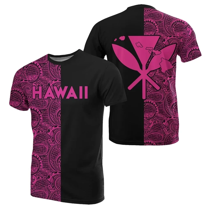 Hawaii Kanaka Polynesian T-shirt The Half Pink - AH - J3 - Alohawaii