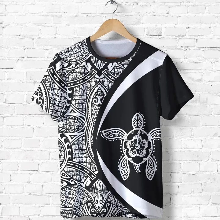 Hawaii Turtle Polynesian T-shirt - Circle Style - White - AH J9 - Alohawaii