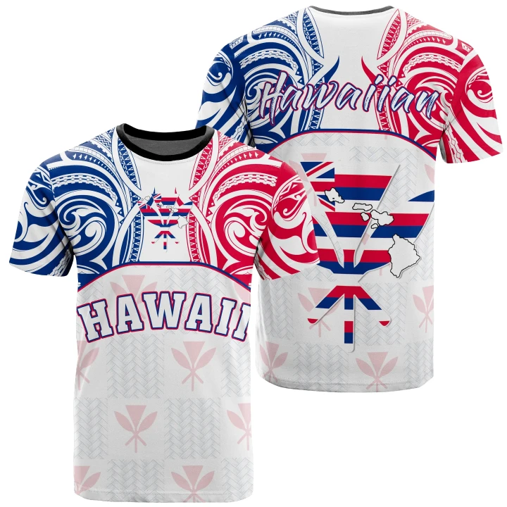 Hawaiian Kanaka T-Shirt Flag Nation Demodern White AH J1 - Alohawaii