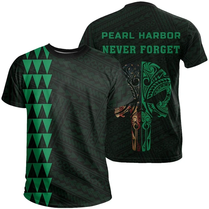 Hawaii Kakau Polynesian T-Shirt - National Pearl Harbor Remembrance Day - Green - AH - J6 - Alohawaii