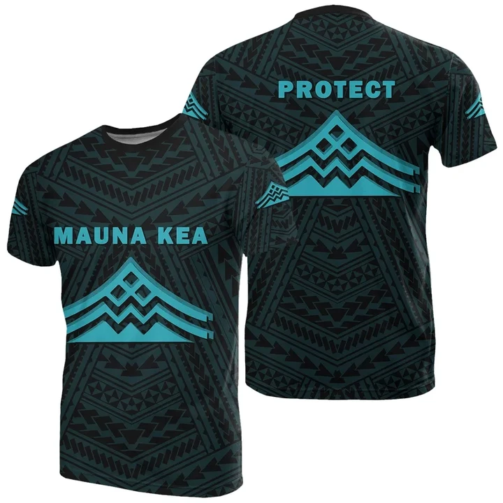Hawaii Mauna Kea Polynesian T-Shirt Blue - AH - J71 - Alohawaii