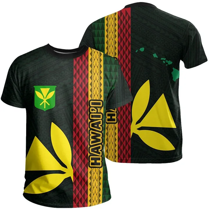 Hawaii Kanaka Flag T-Shirt Polynesian - Hawaii Culture - Green - AH - J6 - Alohawaii