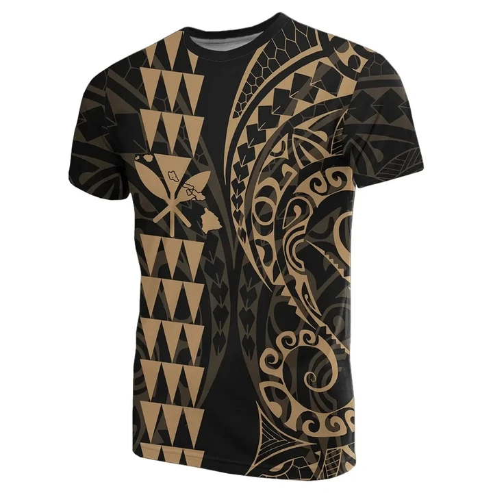 Kanaka Map Polynesian T-shirt Gold - AH J4 - Alohawaii