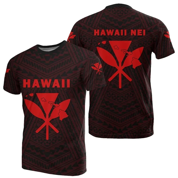 Hawaii Kanaka Polynesian T-Shirt Red - AH - J71 - Alohawaii