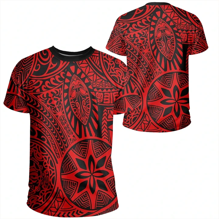Polynesian Hawaiian Style Tribal Tattoo Red T-Shirt - AH - JR - Alohawaii