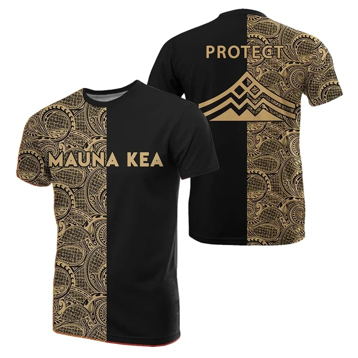 Hawaii Mauna Kea Polynesian T-shirt The Half Gold - AH - J3 - Alohawaii