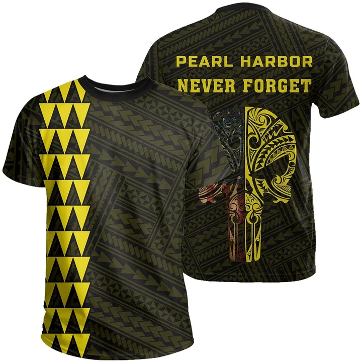 Hawaii Kakau Polynesian T-Shirt - National Pearl Harbor Remembrance Day - Yellow - AH - J6 - Alohawaii