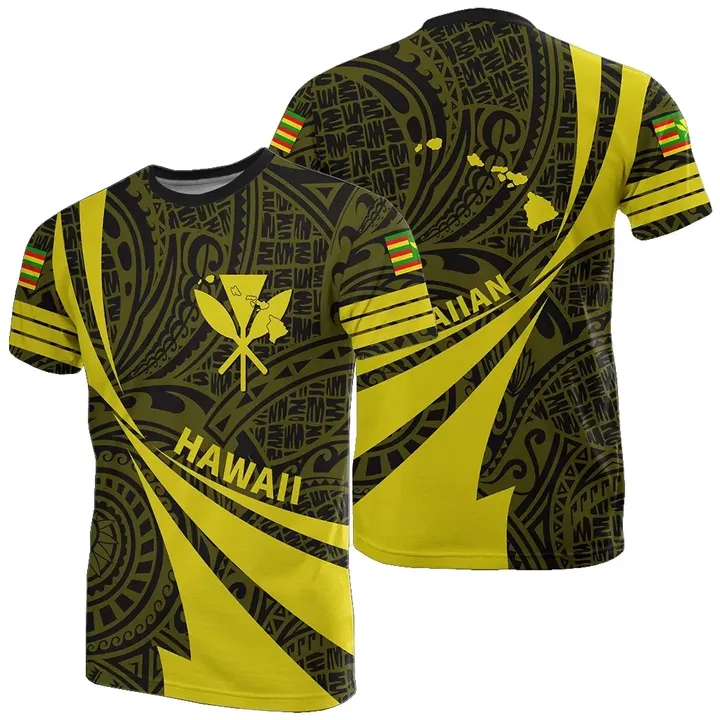 Kanaka Polynesian T-Shirt Yellow - Doma Style - AH - J1 - Alohawaii