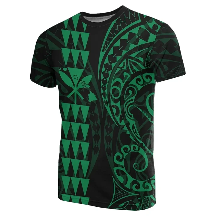 Kanaka Map Polynesian T-shirt Green - AH J4 - Alohawaii