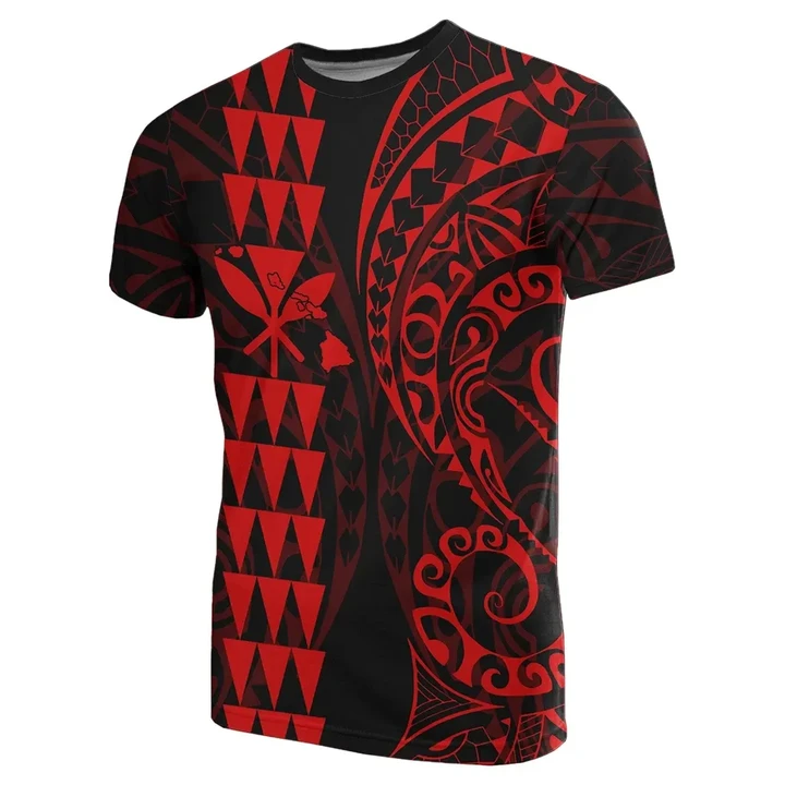 Kanaka Map Polynesian T-shirt Red - AH J4 - Alohawaii