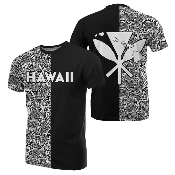 Hawaii Kanaka Polynesian T-Shirt The Half White - AH - J3 - Alohawaii