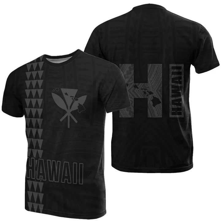 Hawaiian Kanaka Map Kakau Tatau Gray Polynesian T-Shirt - AH - J1 - Alohawaii