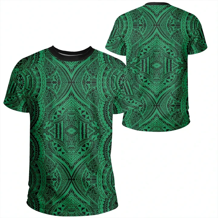 Polynesian Symmetry Green T-Shirt - AH - JR - Alohawaii