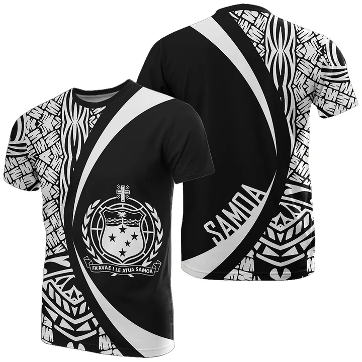 Samoa White Polynesian T-Shirt - Circle Style - AH - J1 - Alohawaii