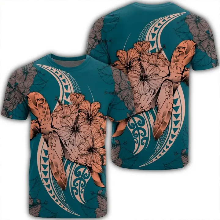 Hawaii Polynesian Turtle Hibiscus T-Shirt - AH - J4R