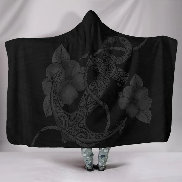 Alohawaii Clothing - Anchor Gray Poly Tribal Hooded Blanket