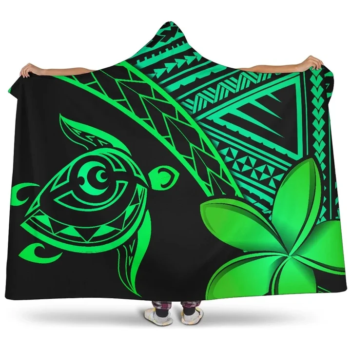 Alohawaii Clothing - Alohawaii Hooded Blanket - Hawaii Turtle Plumeria Green