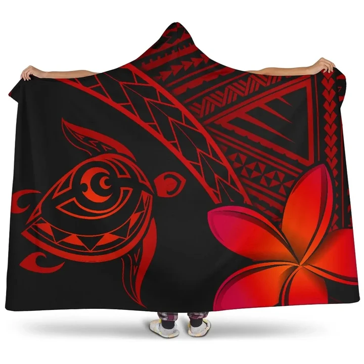 Alohawaii Clothing - Alohawaii Hooded Blanket - Hawaii Turtle Plumeria Red