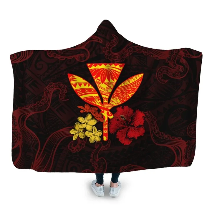 Alohawaii Clothing - Polynesian Kanaka Maoli Flower Hooded Blanket
