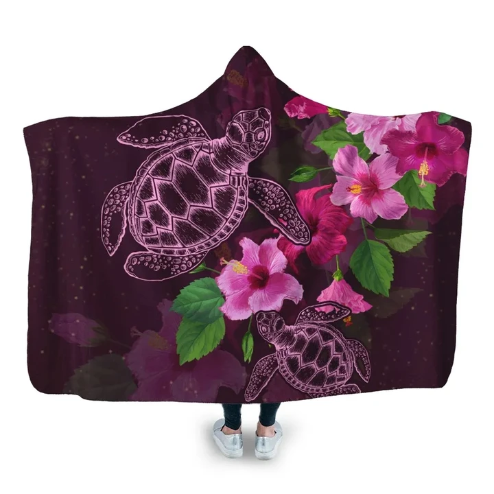 Alohawaii Clothing - Hawaii Turtle Hibiscus Pink Simple Hooded Blanket