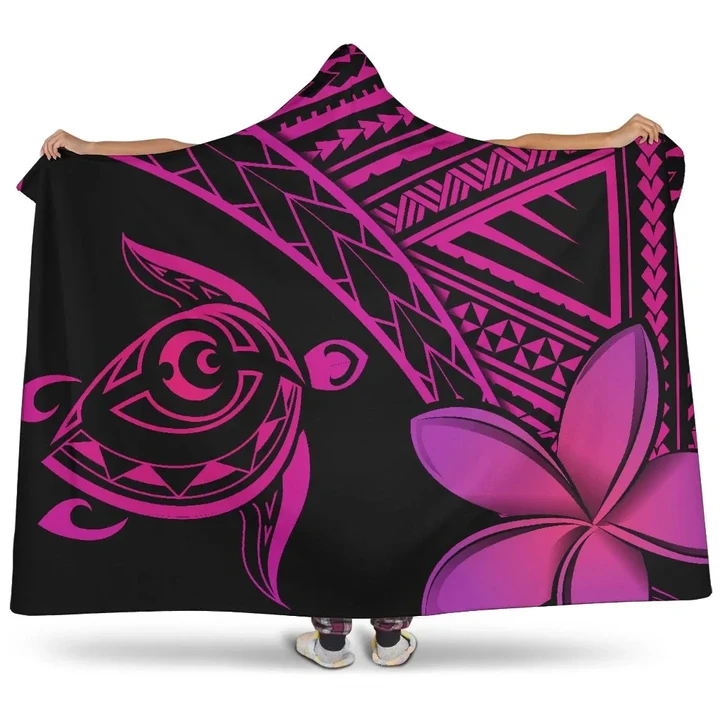 Alohawaii Clothing - Alohawaii Hooded Blanket - Hawaii Turtle Plumeria Pink