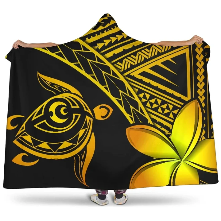 Alohawaii Clothing - Alohawaii Hooded Blanket - Hawaii Turtle Plumeria Yellow