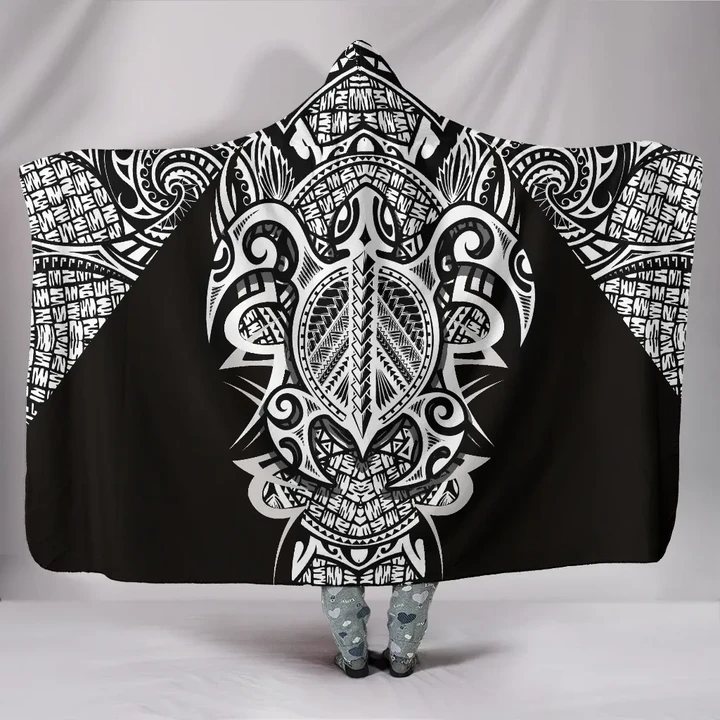 Alohawaii Clothing - Hawaii Turtle Polynesian Hooded Blanket - White - Armor Style